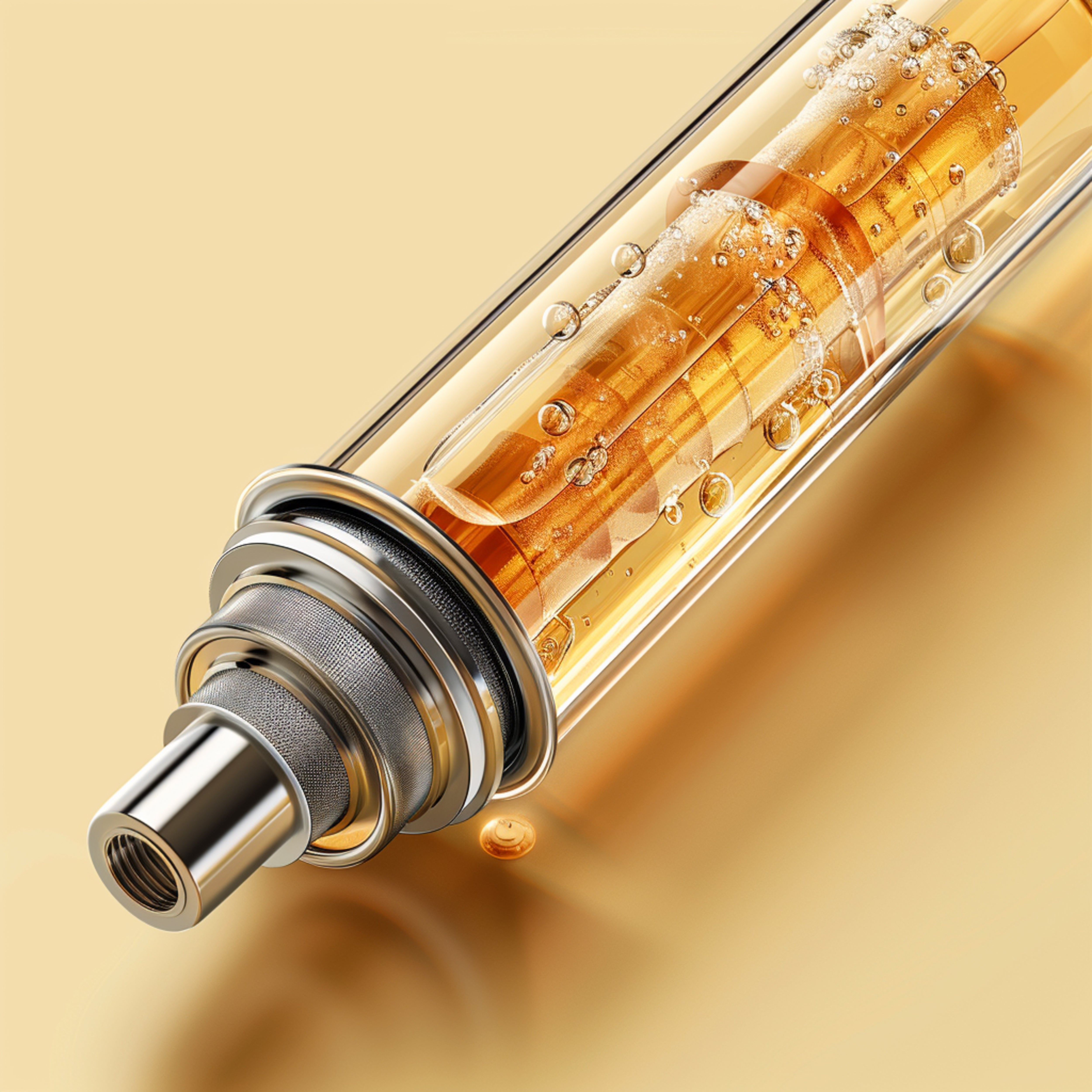 Doing the bubble test of oil inside a vape cart